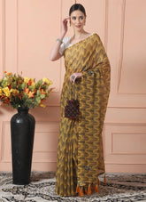 Sequence Yellow Saree With Unstiched Blouse Piece-MWPK-161-YELLOW